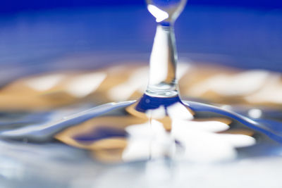 Close-up of water against blue sky