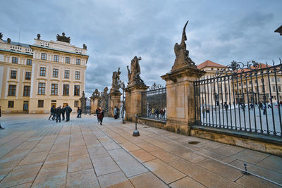 Statue of historic building against sky