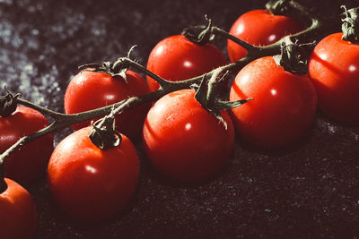 High angle view of tomatoes on table