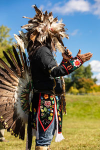 Rear view of woman dancing