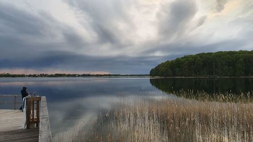 Scenic view of lake against sky
