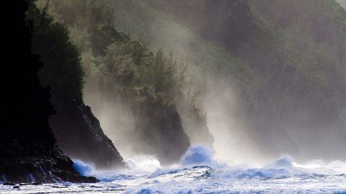 Scenic view of waterfall