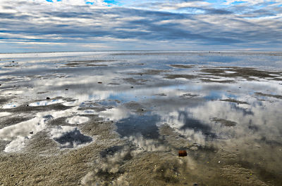 High angle view of water against sky