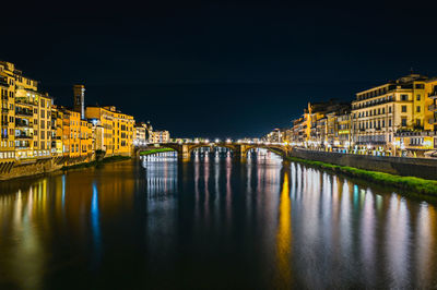 Illuminated buildings in city at night