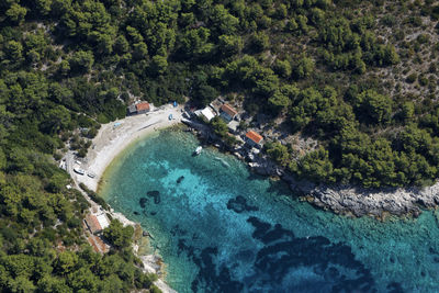 High angle view of people on beach