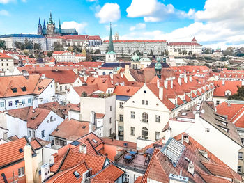 High angle view of townscape against sky