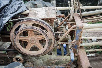 Close-up of old abandoned machinery