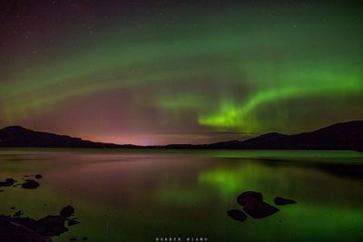 Scenic shot of mountain range at night