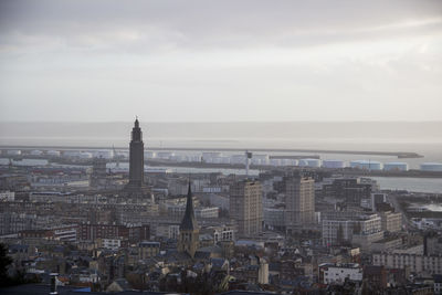 High angle view of cityscape against sky