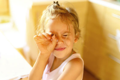 Portrait of cute girl at home