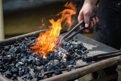 Bonfire on barbecue grill