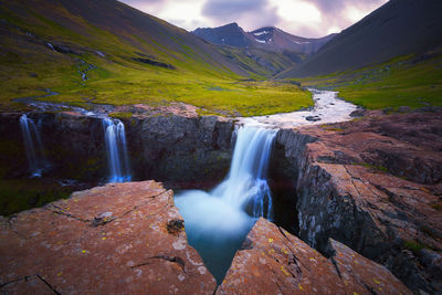 Scenic view of waterfall