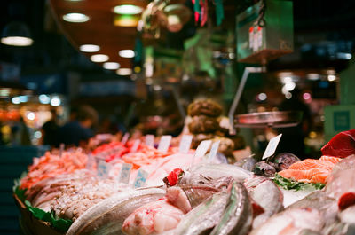 Seafood for sale at fish market