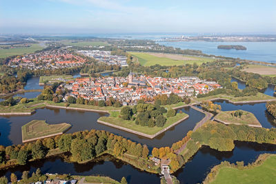 Aerial from the traditional city naarden in the netherlands