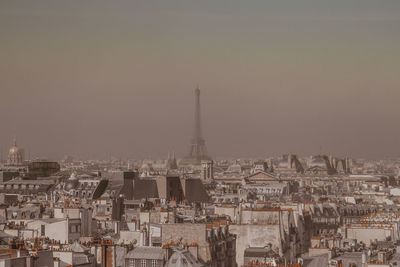 High angle view of cityscape against clear sky