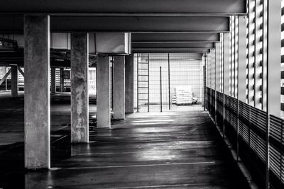 Interior of empty parking lot