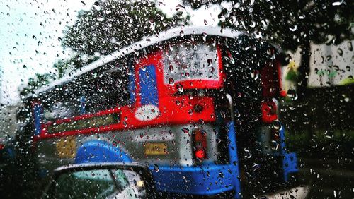 Wet glass window in rainy season