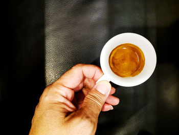 Close-up of hand holding coffee