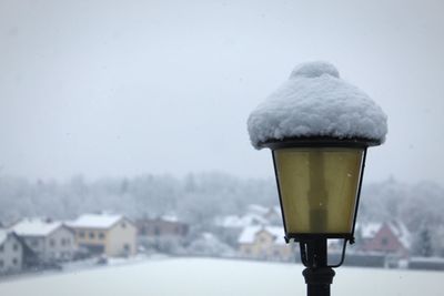 Close-up of snow covered glass