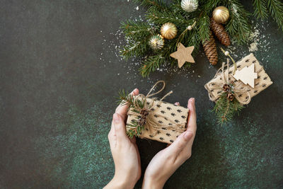 Low section of woman holding leaf