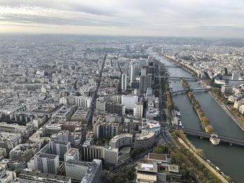 High angle view of city against sky