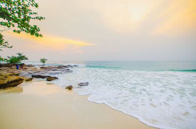 Scenic view of sea against sky during sunset