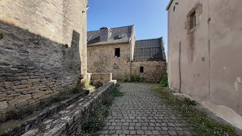 Footpath amidst buildings against sky