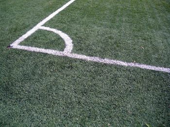 Painted lines on soccer field