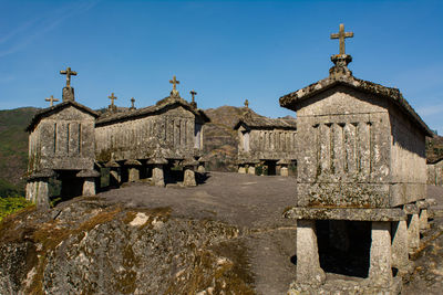 Old temple against building