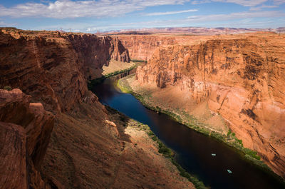View of rock formations in river
