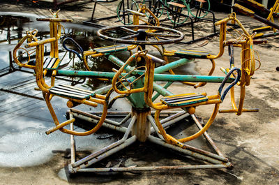 Old play equipment at playground