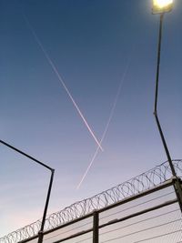 Low angle view of vapor trail in sky