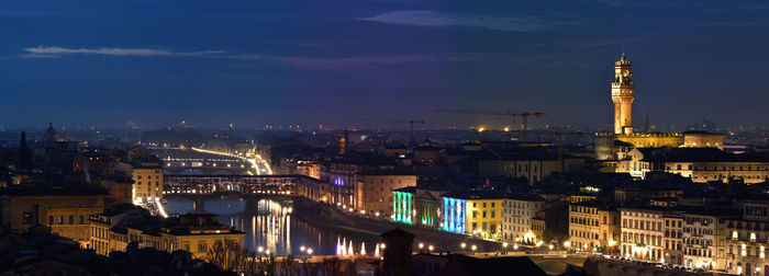 Aerial view of illuminated city