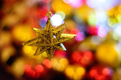 Close-up of illuminated christmas tree