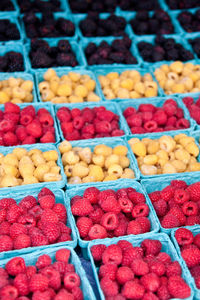 Full frame shot of strawberries in market