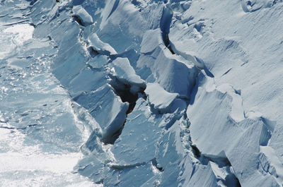 High angle view of snow covered land