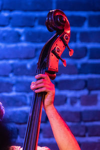 Low angle view of man playing guitar