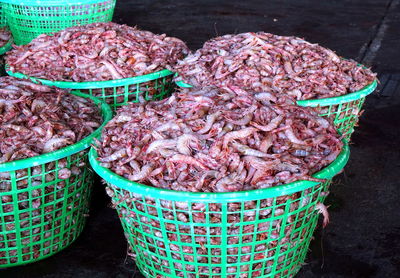 High angle view of fruits for sale in market