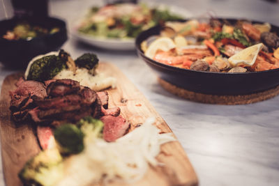 Close-up of food in plate on table