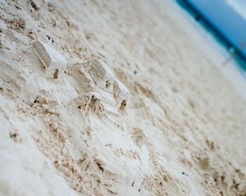 High angle view of sand on beach