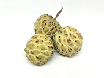 High angle view of fruit against white background