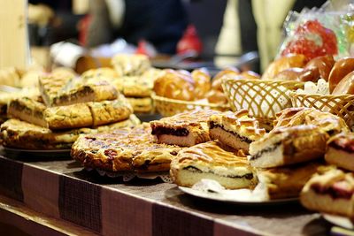 Close-up of food arranged on table