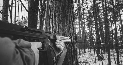 Man standing in forest