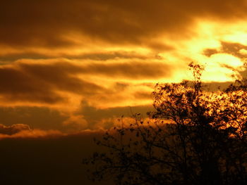 Scenic view of cloudy sky at sunset