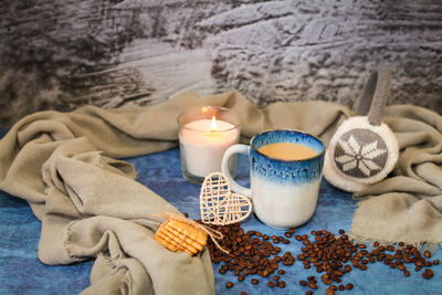 Tea light candles on table