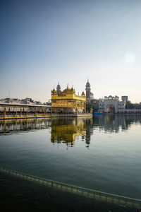 Beautiful view of golden temple - harmandir sahib in amritsar, punjab, india, famous indian sikh