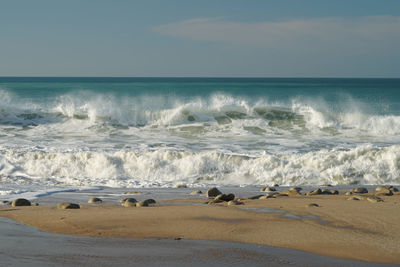 Scenic view of beach against sky