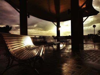 Chairs and table against sky