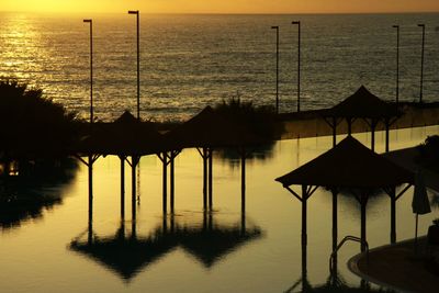 Scenic view of sea against sky at sunset