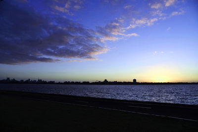 Scenic view of sea against sky at sunset